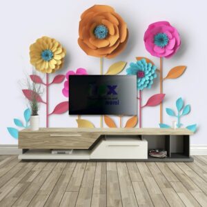 3D Karton Çiçekler Duvar Posteri 3D Karton Çiçekler Duvar Posteri