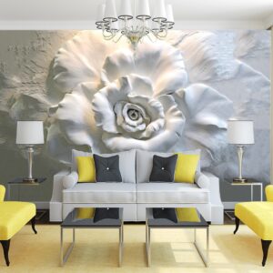 3D Kabartma Gül Desenli Duvar Kağıdı 3D Kabartma Gül Desenli Duvar Kağıdı