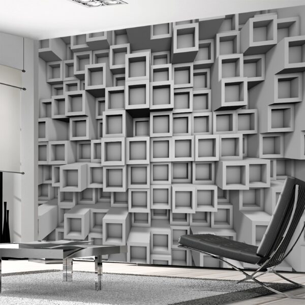 Home interior 3D rendering Soyut Küp Duvar Posteri