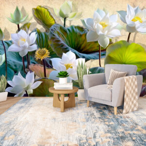3D Lotus Çiçekli Sanatsal Duvar Posteri 3D Lotus Çiçekli Sanatsal Duvar Posteri