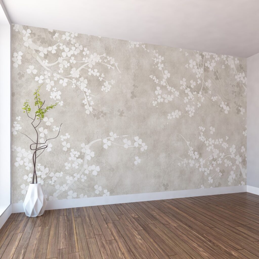 Minimalist Bej Çiçekler Duvar Kağıdı