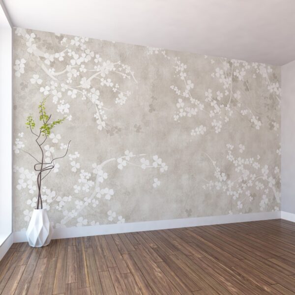 Minimalist Bej Çiçekler Duvar Kağıdı