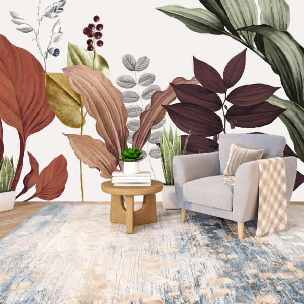 3D Modern Yaprak Desenli Duvar Posteri