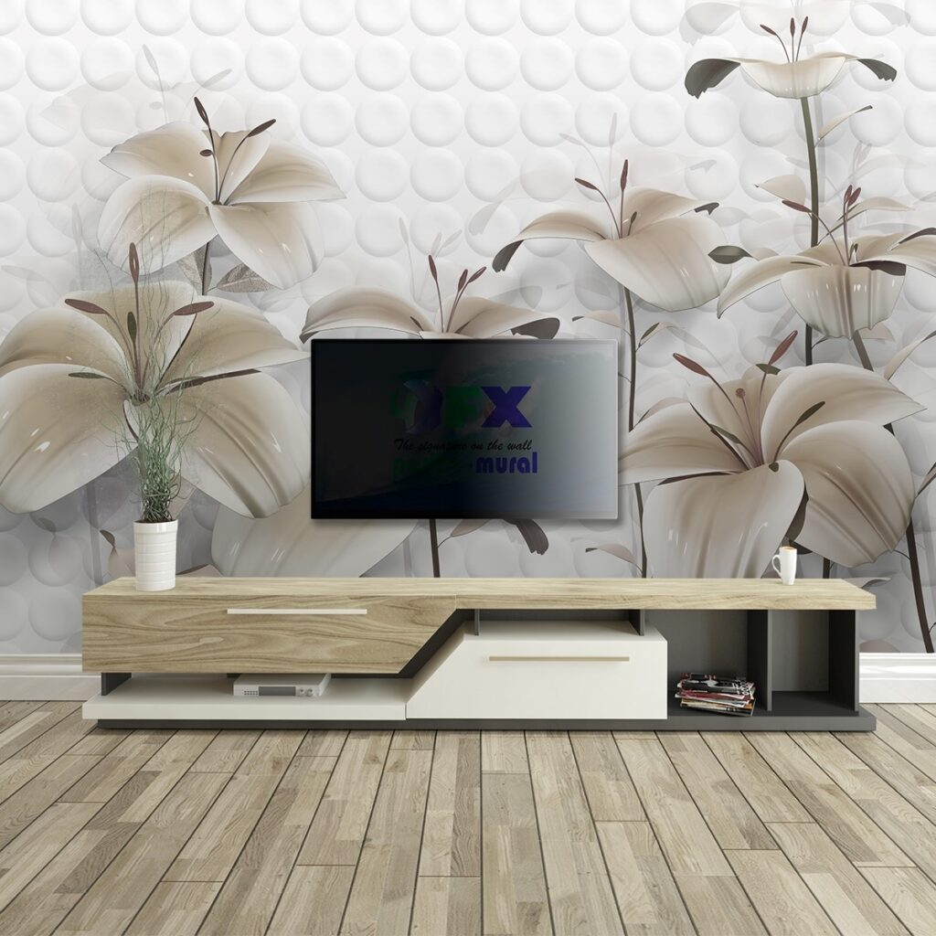 3D Efektli Çiçekler Duvar Kağıdı