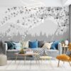 3D Dalda Çiçekler Duvar Kağıdı 1