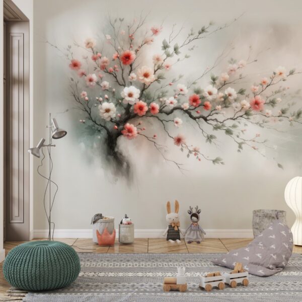 Minimalist Duvarda Çiçekler Duvar Kağıdı 1