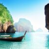 Tayland Samui Adasında Bir Tekne Duvar Posteri