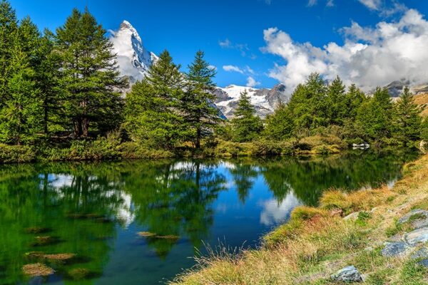 İsviçre Zermatt Manzaralı Göl Duvar Posteri