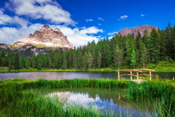İtalya Lake Antorno Göl Manzaralı Duvar Posteri