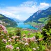 İsviçre Lake Lungern Gölü Duvar Posteri