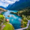 Norveç Lovatnet Norway Gölü Manzaralı Duvar Posteri