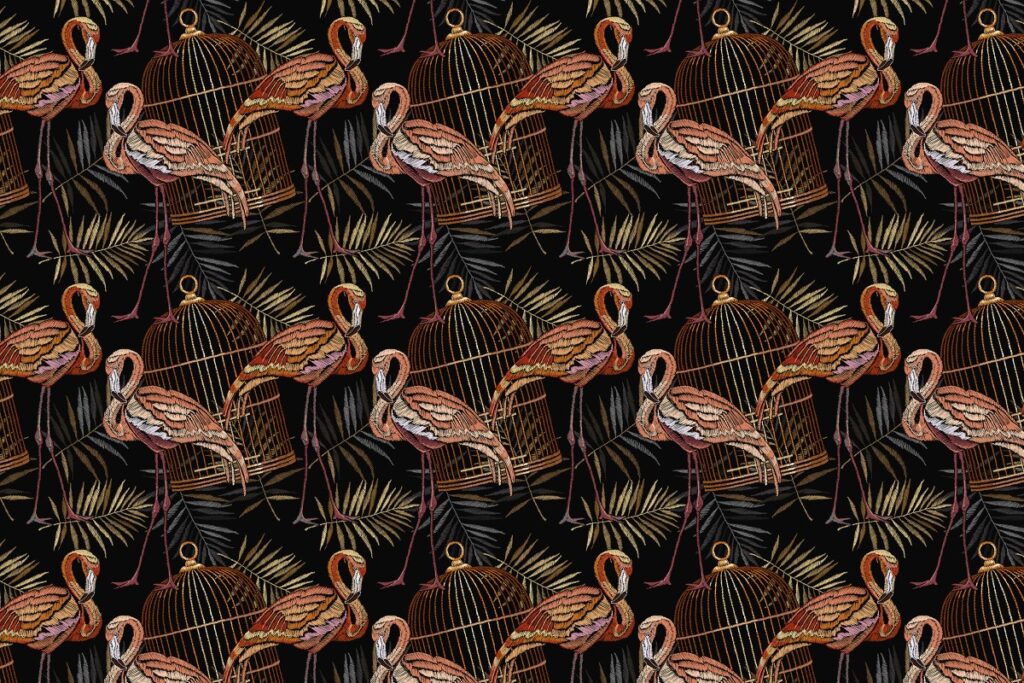 Nakış İşleme Flamingo 3D Duvar Posteri