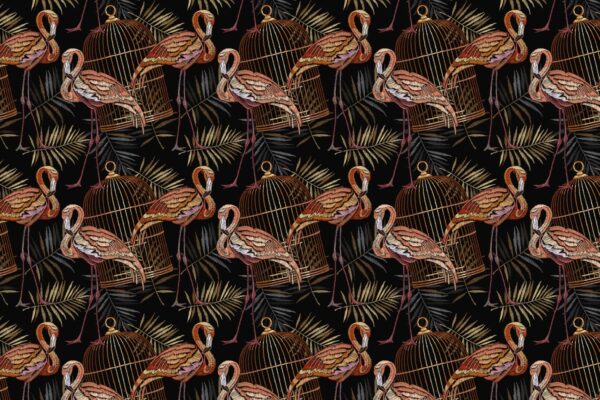 Nakış İşleme Flamingo 3D Duvar Posteri