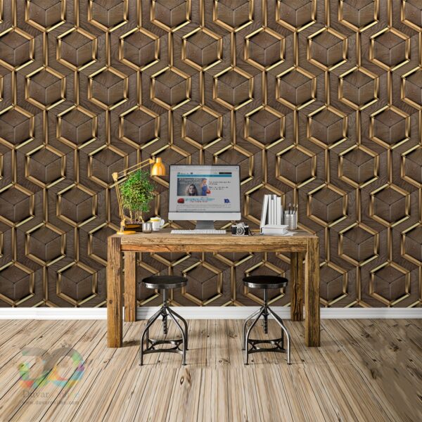 Geometrik 3D Ahşap Efektli Duvar Kagidi