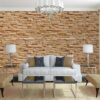 white and gray minimal living room Kesme Taş Duvar Posteri