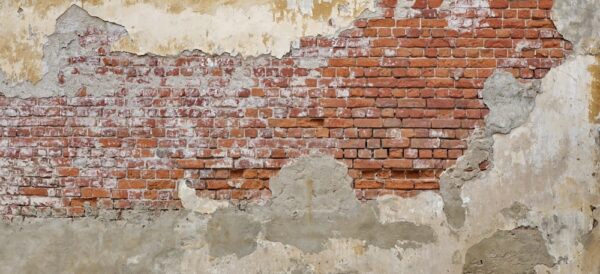 A205-035.jpg Kırmızı Tuğlaların Üzerine Beton Sıva Duvar Kağıdı