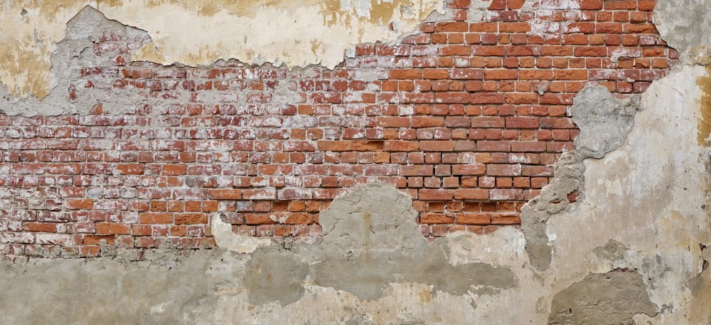Kırmızı Tuğlaların Üzerine Beton Sıva Duvar Kağıdı
