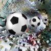 3D Futbol Topları Duvar Posteri