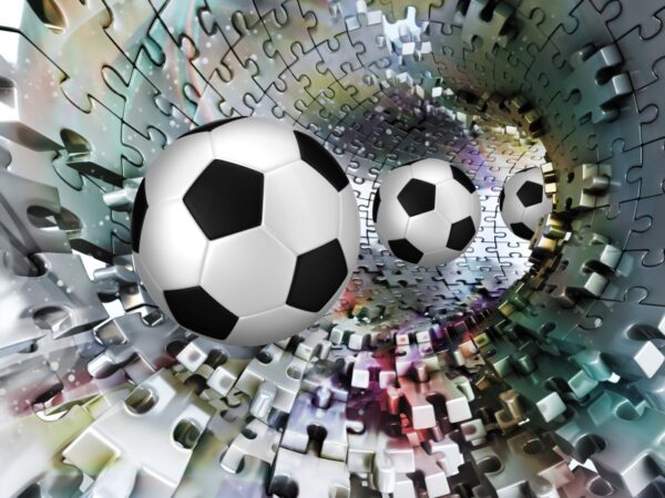 3D Futbol Topları Duvar Posteri