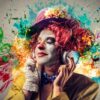 Müzik Dinleyen Palyaço Duvar Posteri