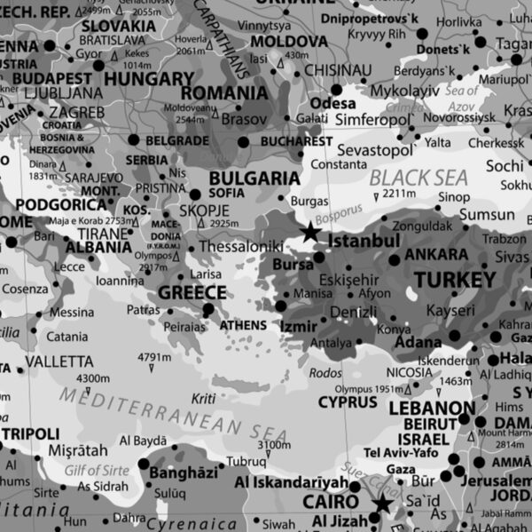 Dünya Haritası Duvar Posteri Gri