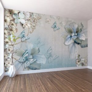 3D Çiçek ve Kelebek Duvar Posteri 3D Çiçek ve Kelebek Duvar Posteri