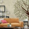 3D Ağaç ve Kareler Duvar Kağıdı B0801