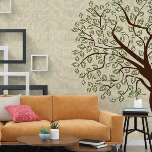 3D Ağaç ve Kareler Duvar Kağıdı B0801 3D Ağaç ve Kareler Duvar Kağıdı B0801