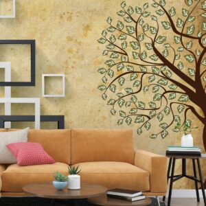 3D Ağaç ve Kareler Duvar Kağıdı B0803 3D Ağaç ve Kareler Duvar Kağıdı B0803