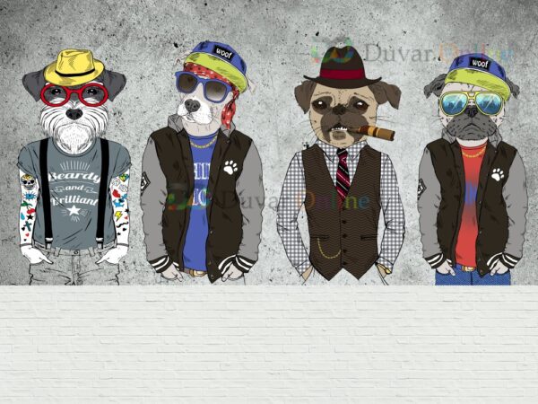 Köpekler PopArt Duvar Posteri graffiti