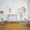 Minimalist Çizgide Soyut Çiçek Desenli Duvar Kağıdı