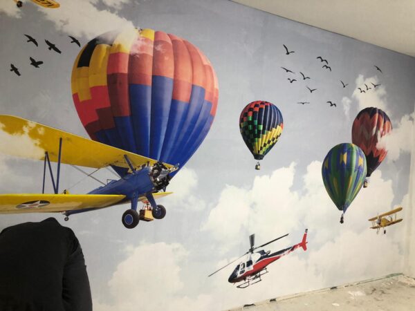 Balonlar Uçaklar Çocuk Odası Duvar Kağıdı