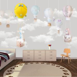 Balonlar Soft Çocuk Odası Duvar Kağıdı Gri Balonlar Soft Çocuk Odası Duvar Kağıdı Gri