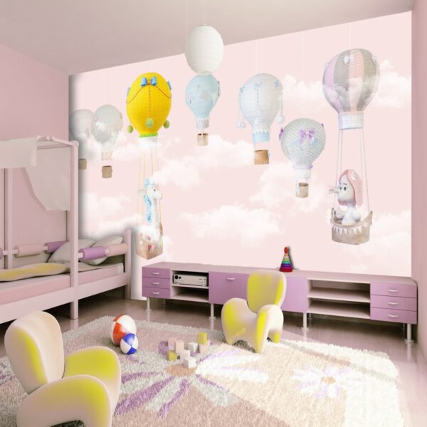 Balonlar Soft Çocuk Odası Duvar Kağıdı Pembe