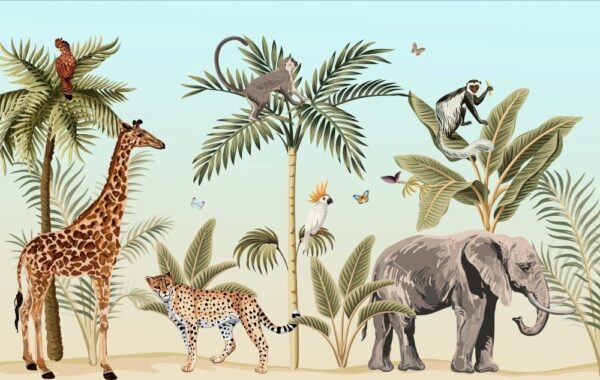 Safari Afrika Hayvanları Çocuk Odası Duvar Kağıdı 2