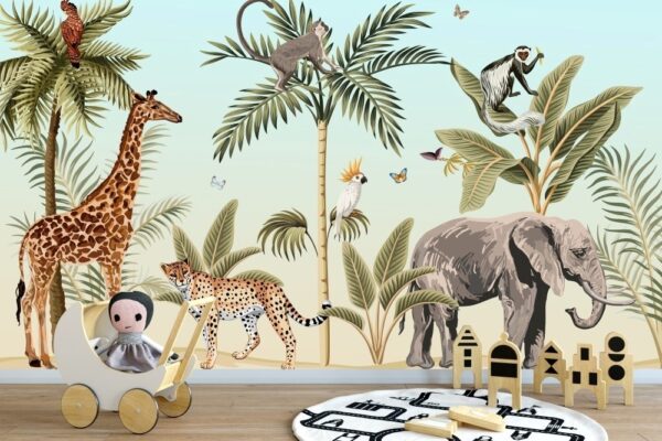 Safari Afrika Hayvanları Çocuk Odası Duvar Kağıdı 2