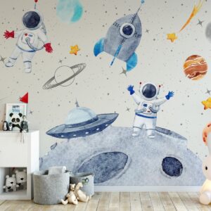 Uzay ve Astronotlar Çocuk Odası Duvar Kağıdı Uzay ve Astronotlar Çocuk Odası Duvar Kağıdı