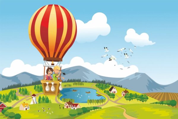 Balonla Seyahat Çocuk Odası Duvar Posteri