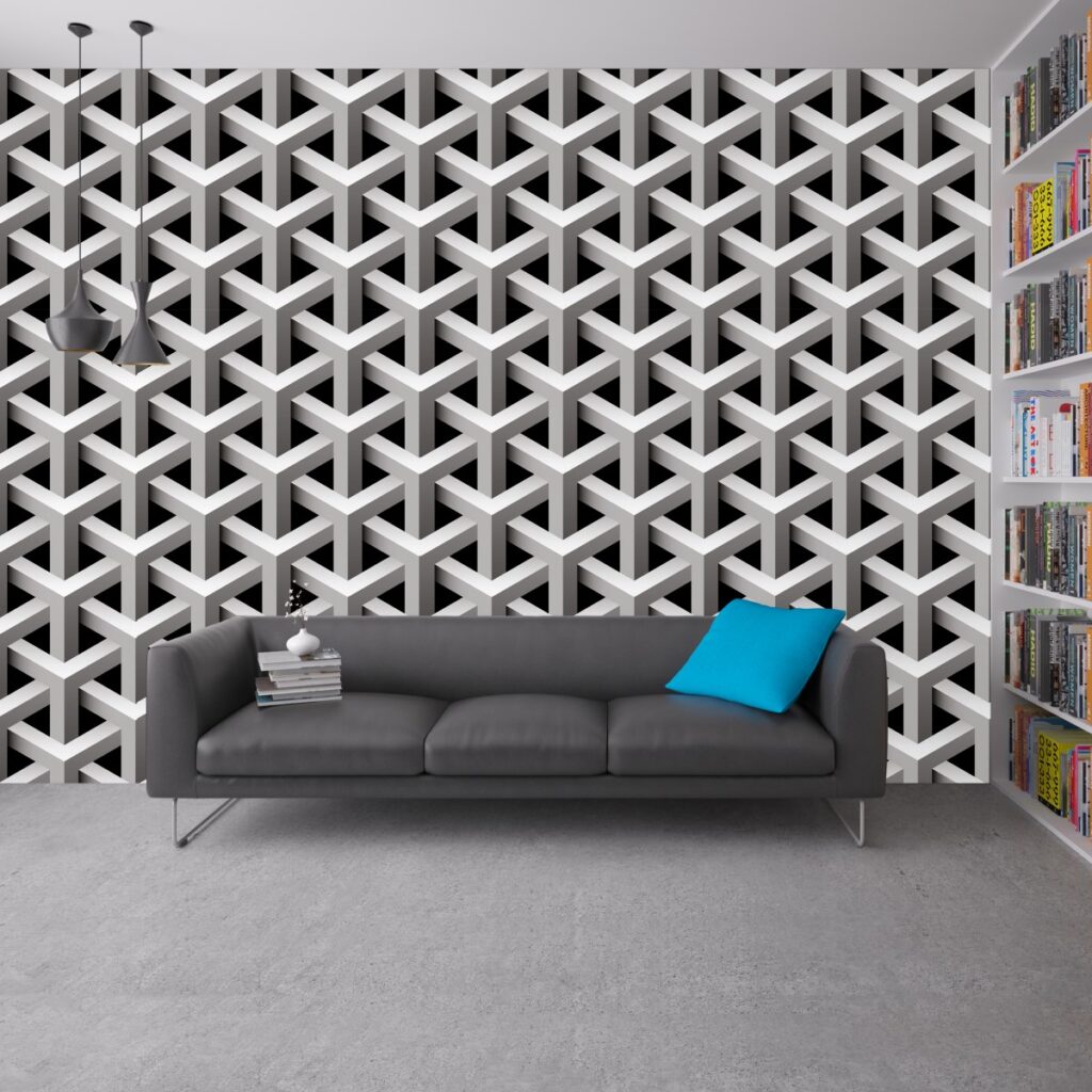 Geometrik 3D Efektli Duvar Kagidi Örgü