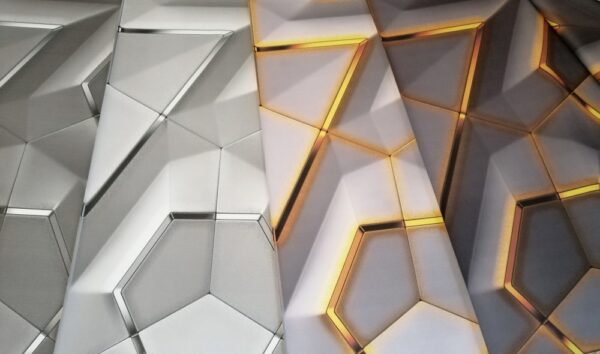 Geometrik 3D Efektli Duvar Kagidi Gri