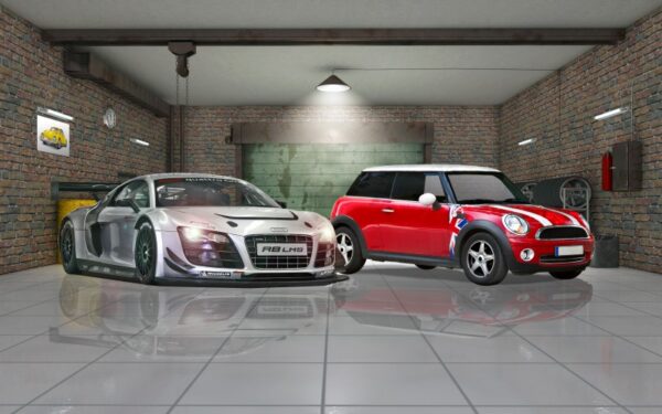 Showroom Mini Cooper ve Audi Duvar Kağıdı