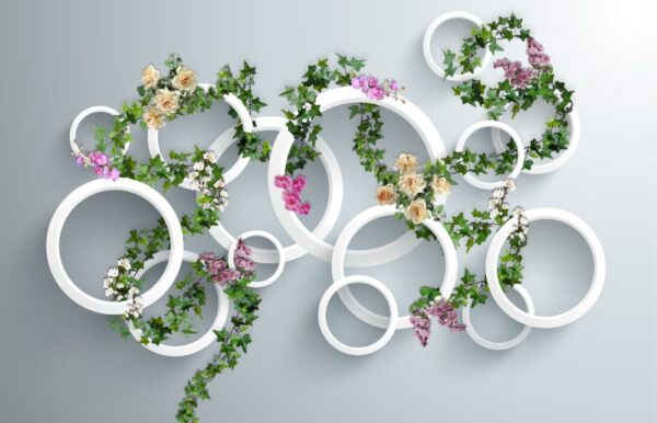 3d Halkalar ve Sarmaşıklar Duvar Kağıdı