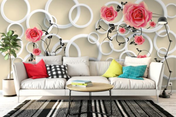 Halkalar ve Güller 3D Duvar Kağıdı N672