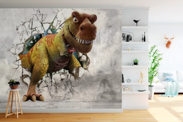 Duvardan Çıkan Dinozor Duvar Kağıdı