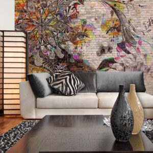 Graffiti Kadın Yüzü – Tuğla Duvar Kağıdı Graffiti Kadın Yüzü - Tuğla Duvar Kağıdı