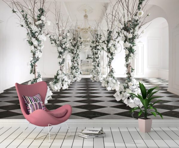 3D Derin Çiçekli Salon