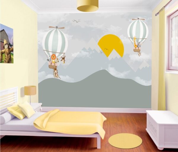 Soft Dağ ve Güneş ve Balon Çocuk Odası Posteri