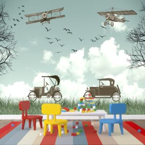 Antika Uçak ve Arabalar Çocuk Odası Poster Antika Uçak ve Arabalar Çocuk Odası Poster