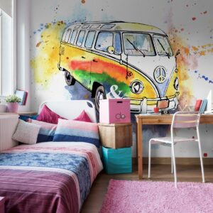 Graffiti Nostaljik Volkswagen Minibüs Duvar Kağıdı Graffiti Nostaljik Volkswagen Minibüs Duvar Kağıdı